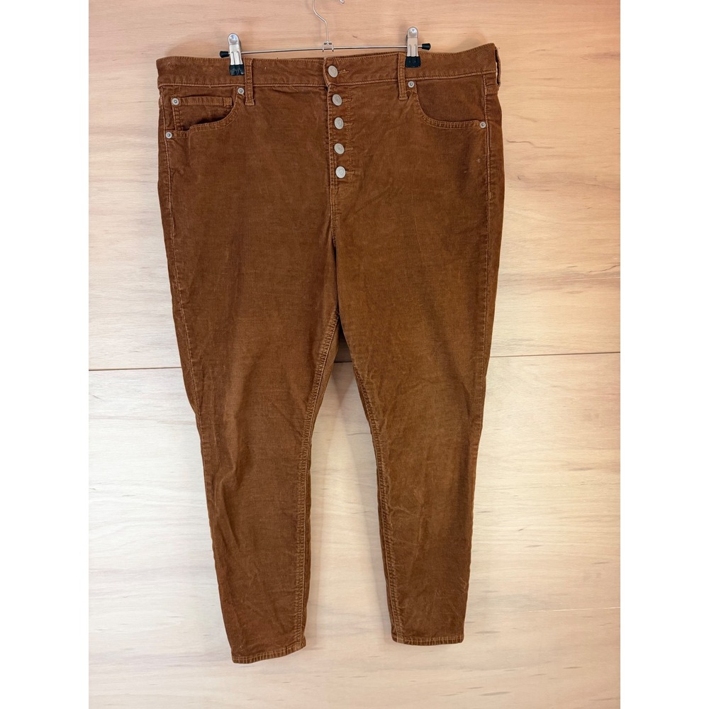 Gap High Rise Universal Legging Corduroy Pants Brown Button Fly Size 20/35R